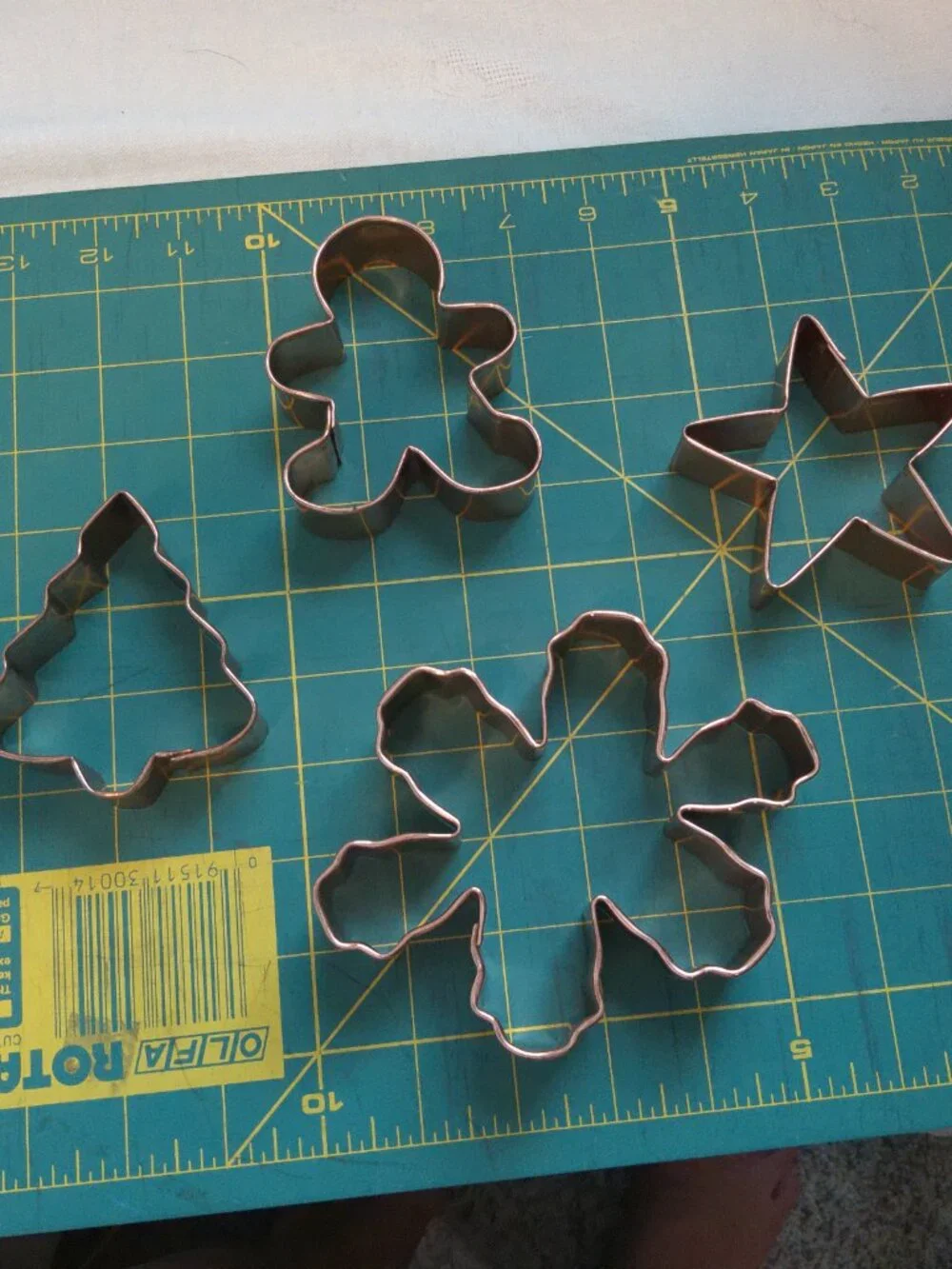 Copper Colored Cookie Cutters Christmas & Animals with Handles Vintage set of 9